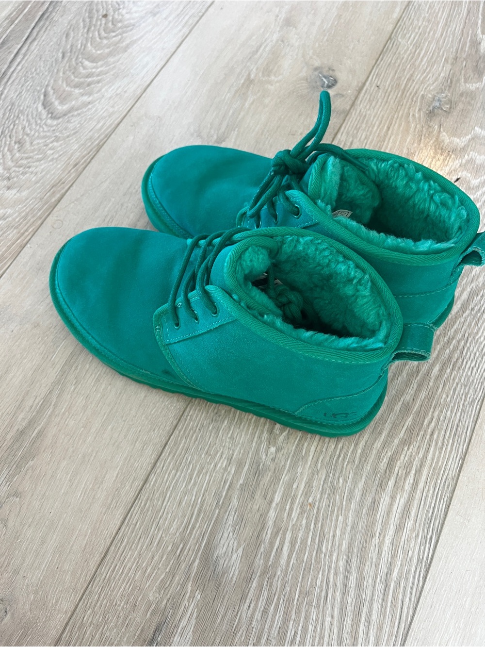 UGG women’s  Teal Suede Lace-Up Shearling Ankle Boots